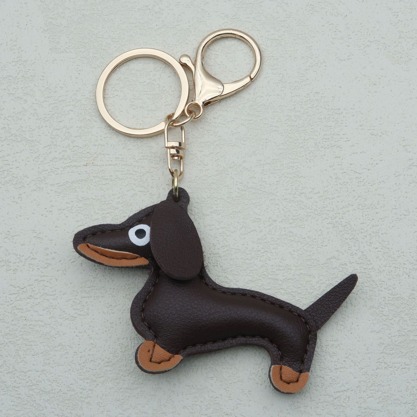Dachshund Leather Keychain Pendant