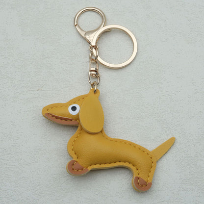 Dachshund Leather Keychain Pendant