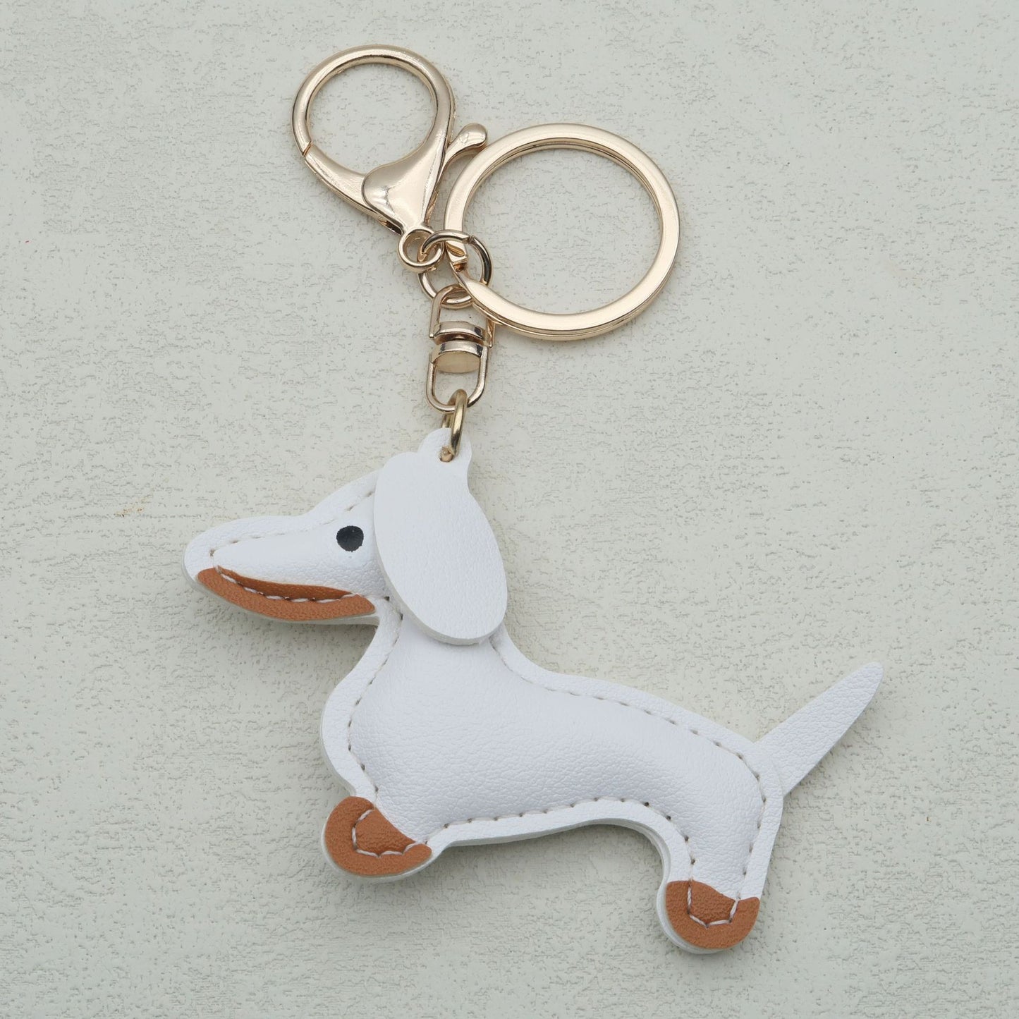 Dachshund Leather Keychain Pendant