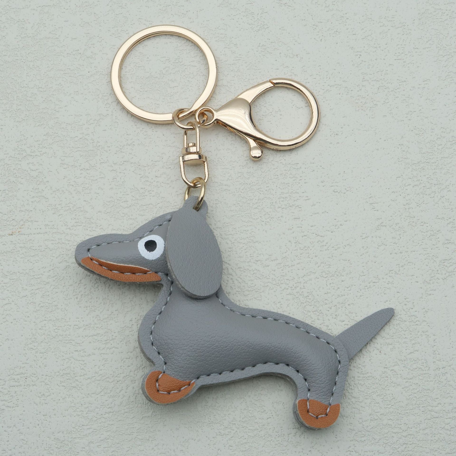 Dachshund Leather Keychain Pendant