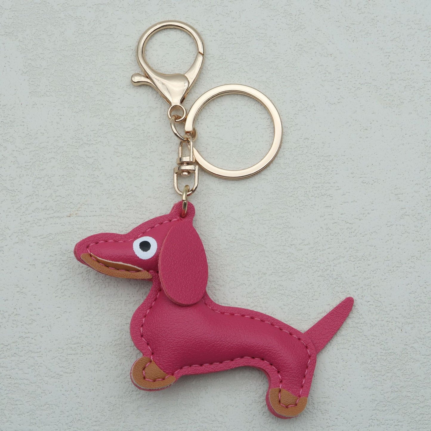 Dachshund Leather Keychain Pendant