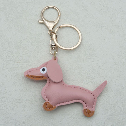 Dachshund Leather Keychain Pendant