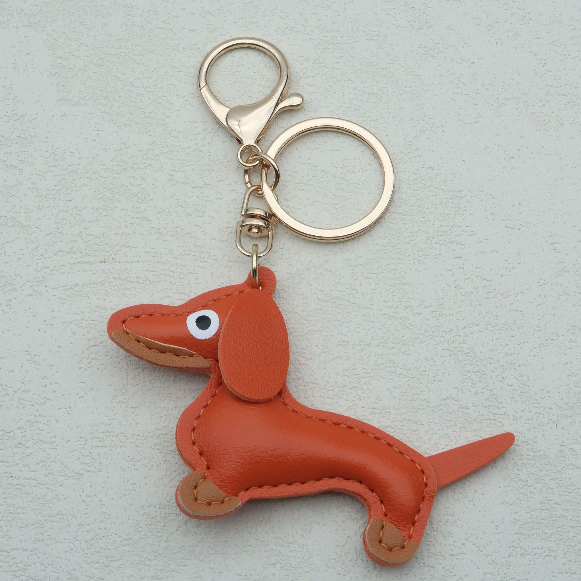 Dachshund Leather Keychain Pendant