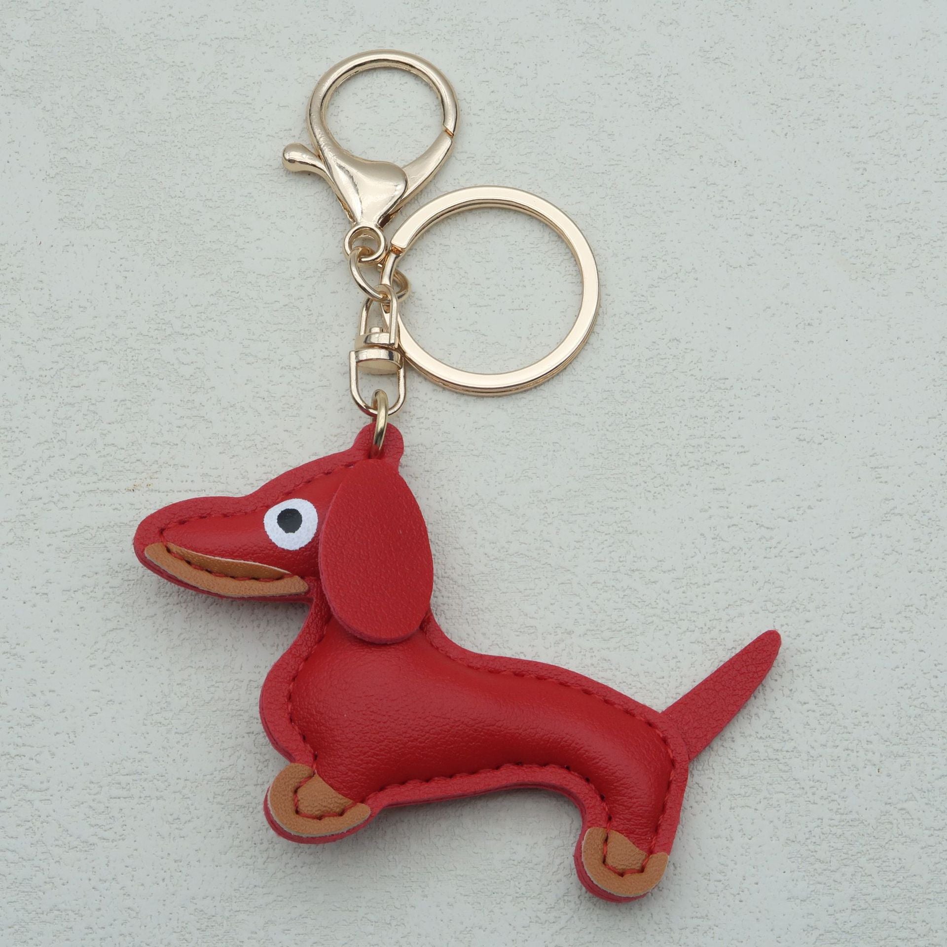 Dachshund Leather Keychain Pendant