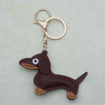 Dachshund Leather Keychain Pendant