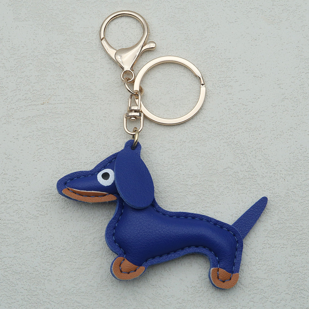 Dachshund Leather Keychain Pendant