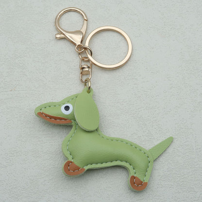 Dachshund Leather Keychain Pendant