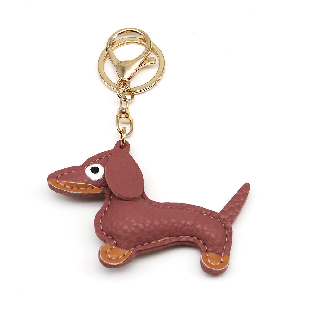 Dachshund Leather Keychain Pendant