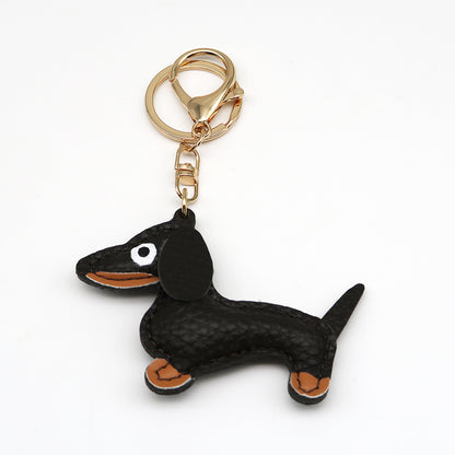 Dachshund Leather Keychain Pendant