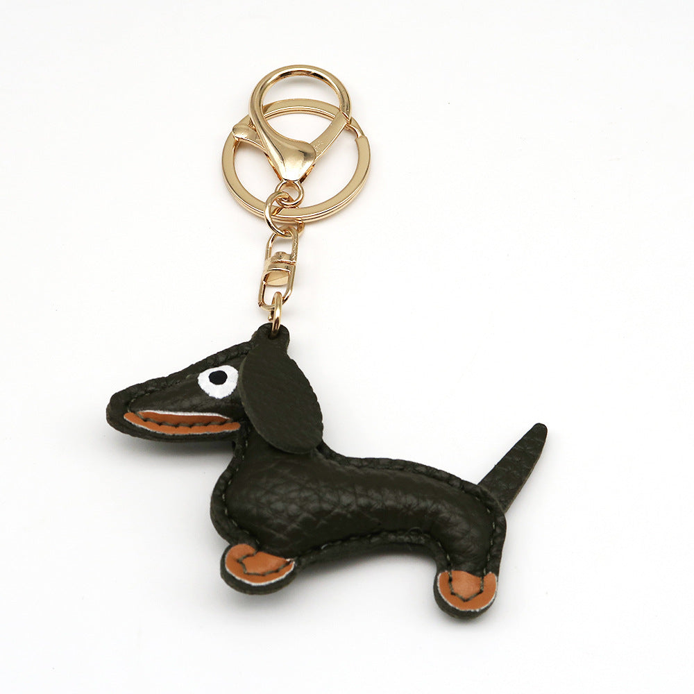 Dachshund Leather Keychain Pendant