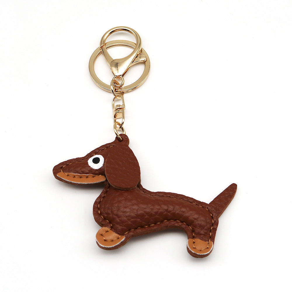 Dachshund Leather Keychain Pendant