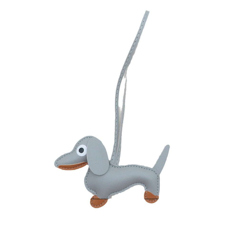 Dachshund Leather Keychain Pendant