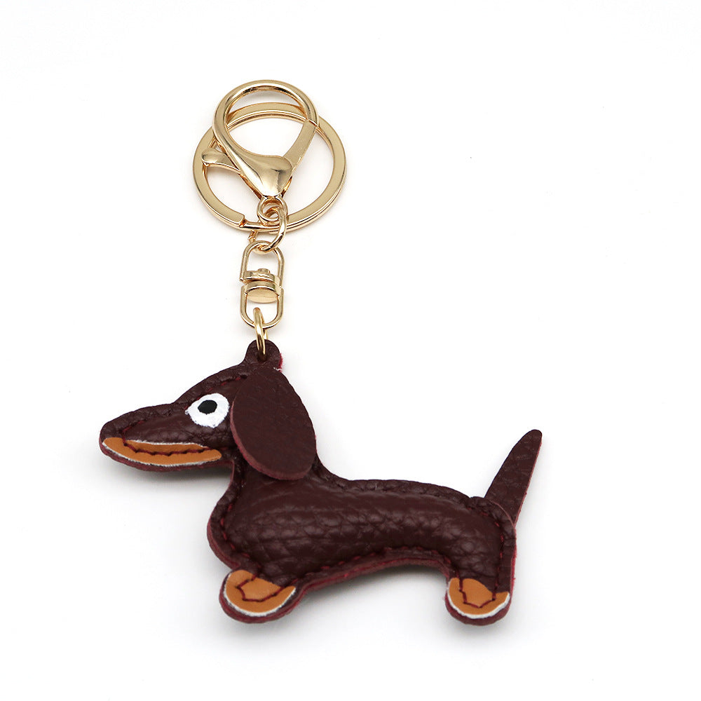 Dachshund Leather Keychain Pendant