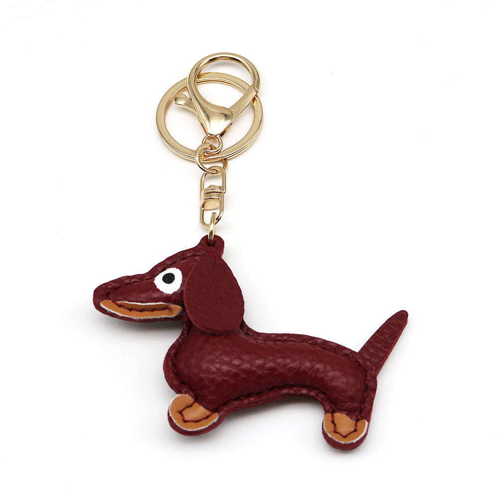 Dachshund Leather Keychain Pendant
