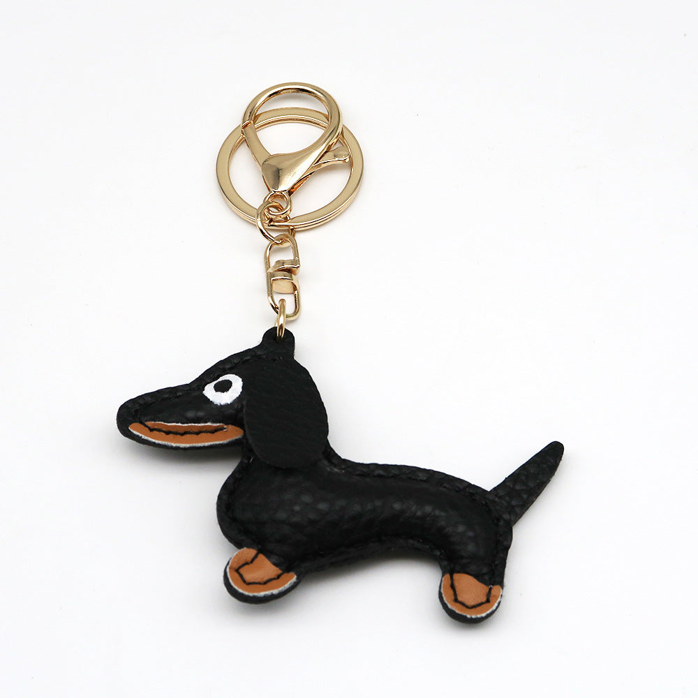 Dachshund Leather Keychain Pendant