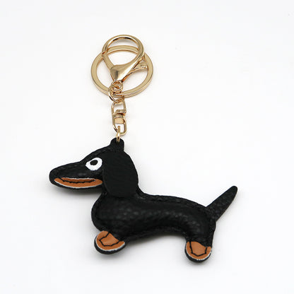 Dachshund Leather Keychain Pendant