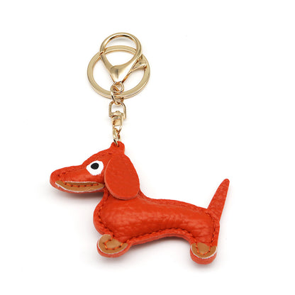 Dachshund Leather Keychain Pendant