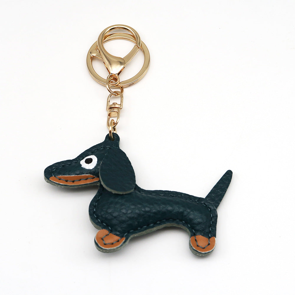 Dachshund Leather Keychain Pendant