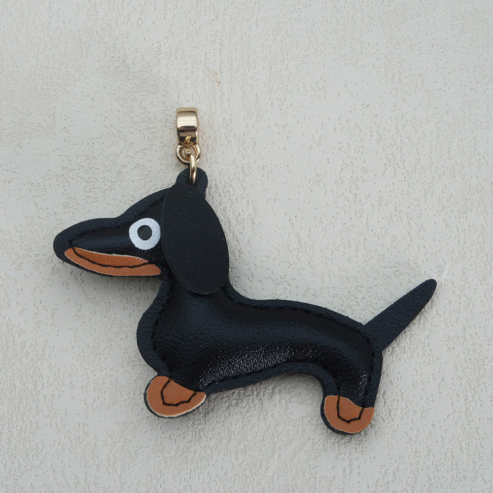 Dachshund Leather Keychain Pendant