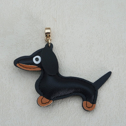 Dachshund Leather Keychain Pendant