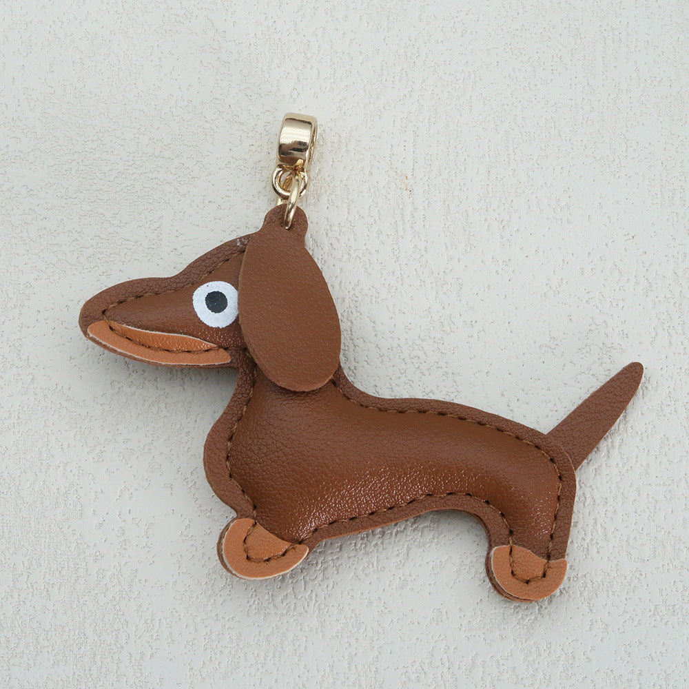 Dachshund Leather Keychain Pendant