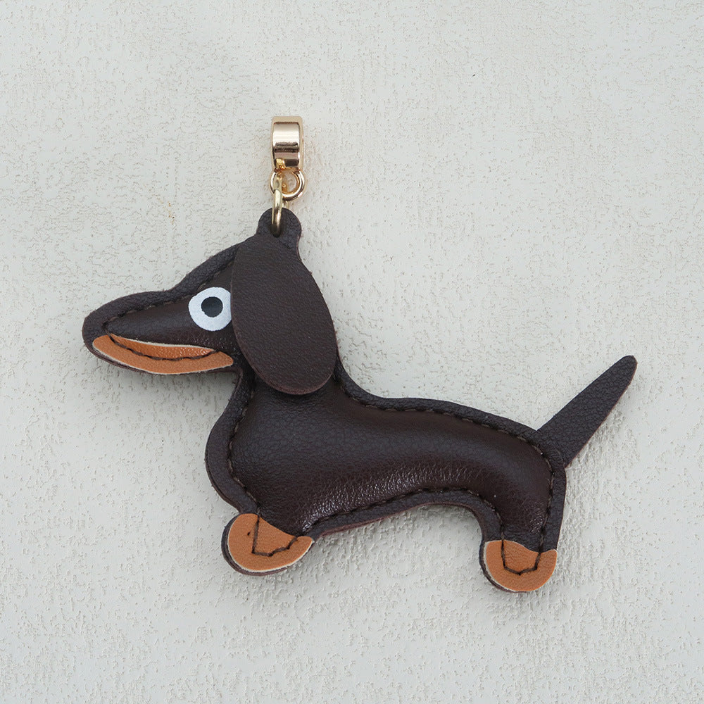 Dachshund Leather Keychain Pendant
