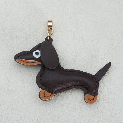 Dachshund Leather Keychain Pendant