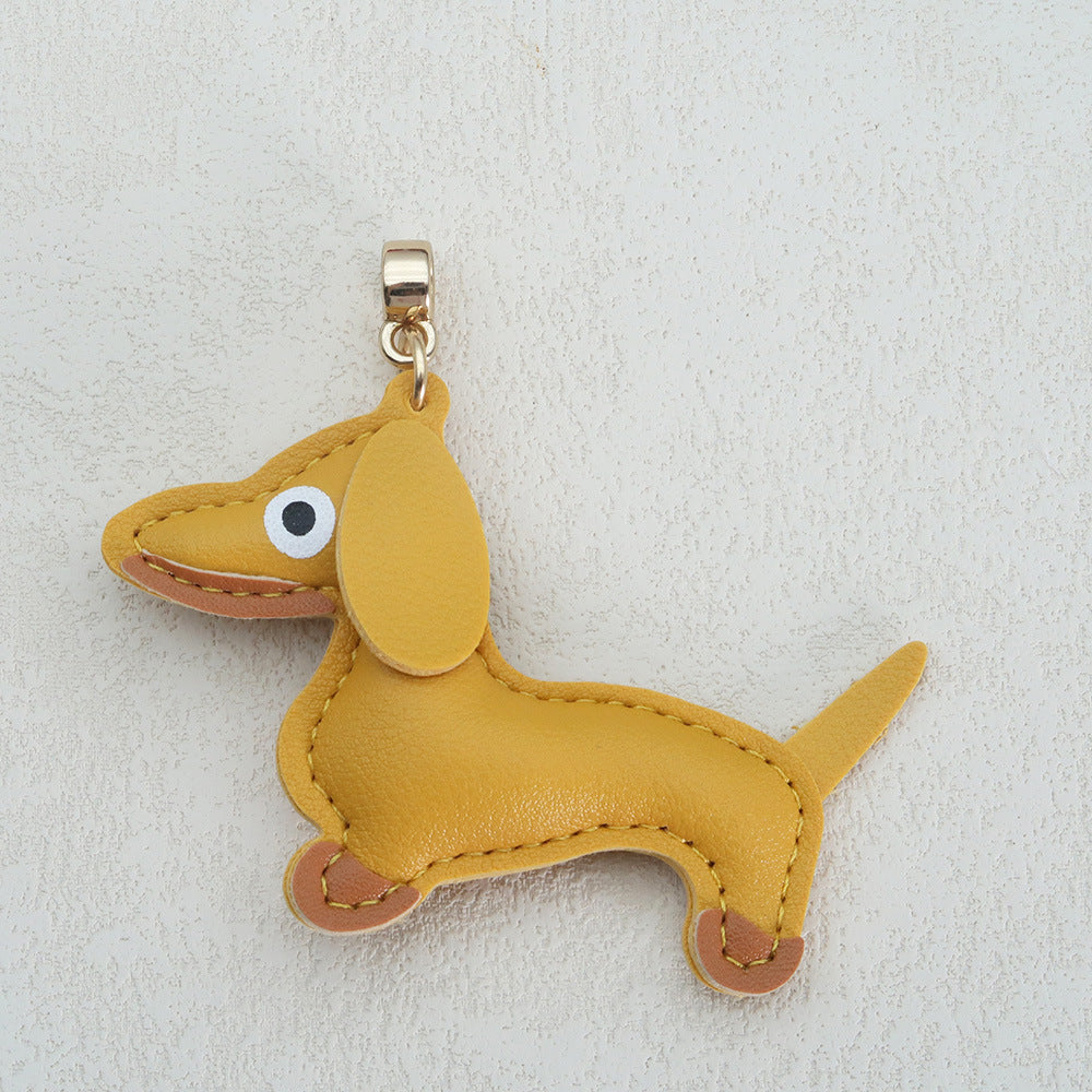 Dachshund Leather Keychain Pendant