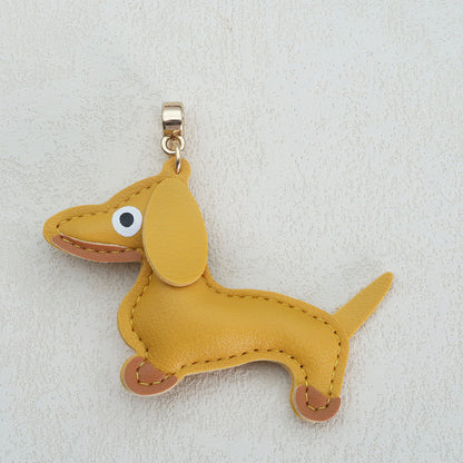 Dachshund Leather Keychain Pendant