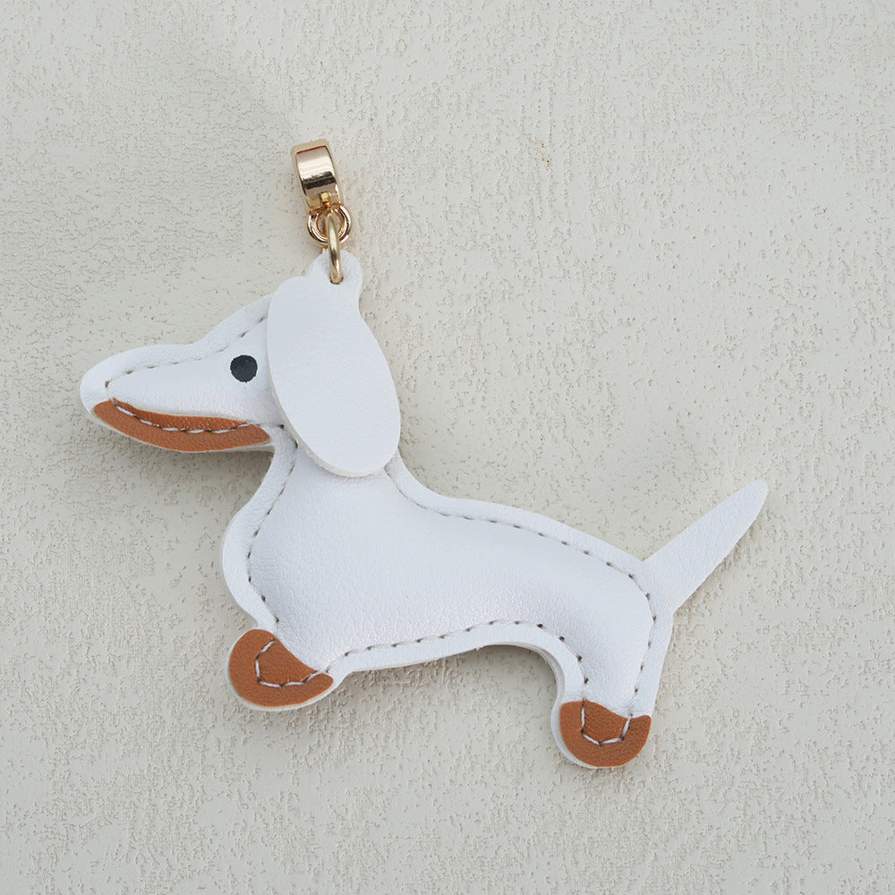Dachshund Leather Keychain Pendant