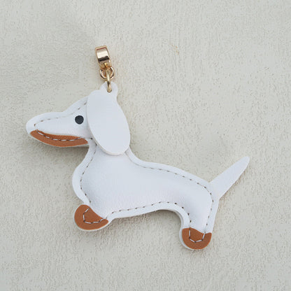 Dachshund Leather Keychain Pendant