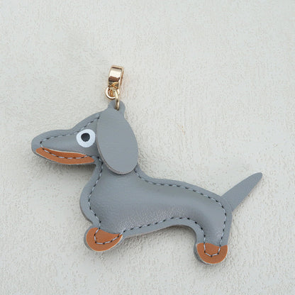 Dachshund Leather Keychain Pendant