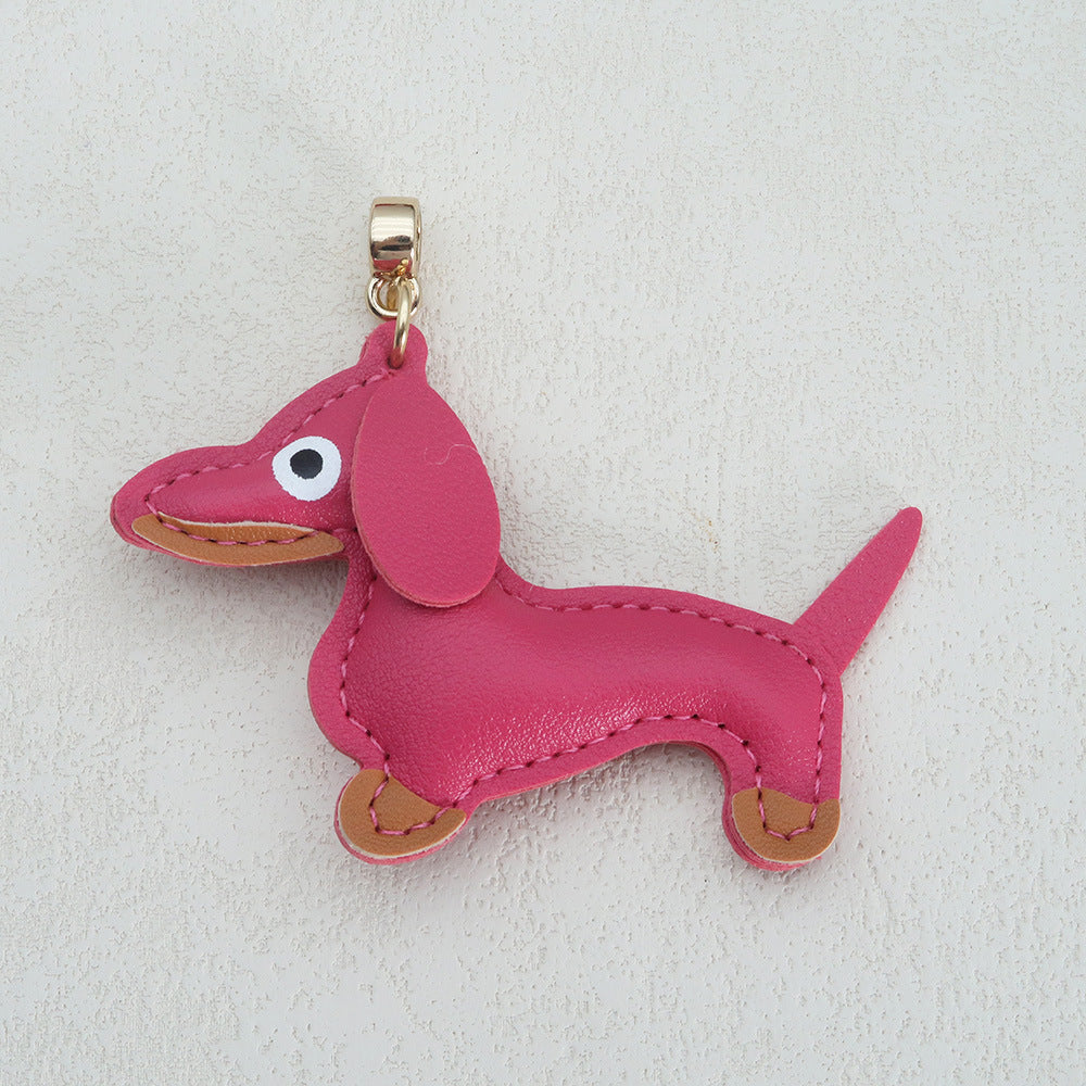 Dachshund Leather Keychain Pendant