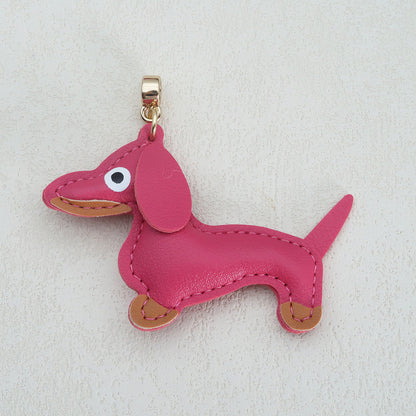 Dachshund Leather Keychain Pendant