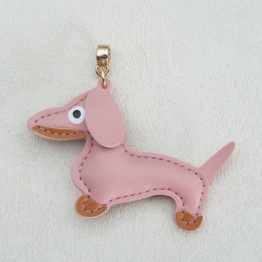 Dachshund Leather Keychain Pendant