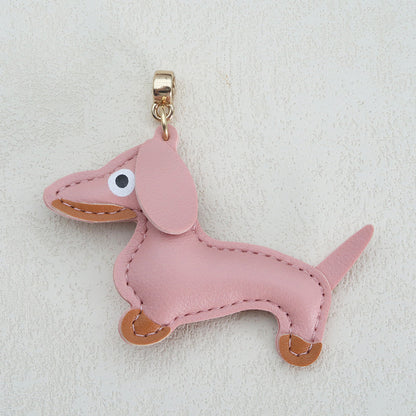 Dachshund Leather Keychain Pendant