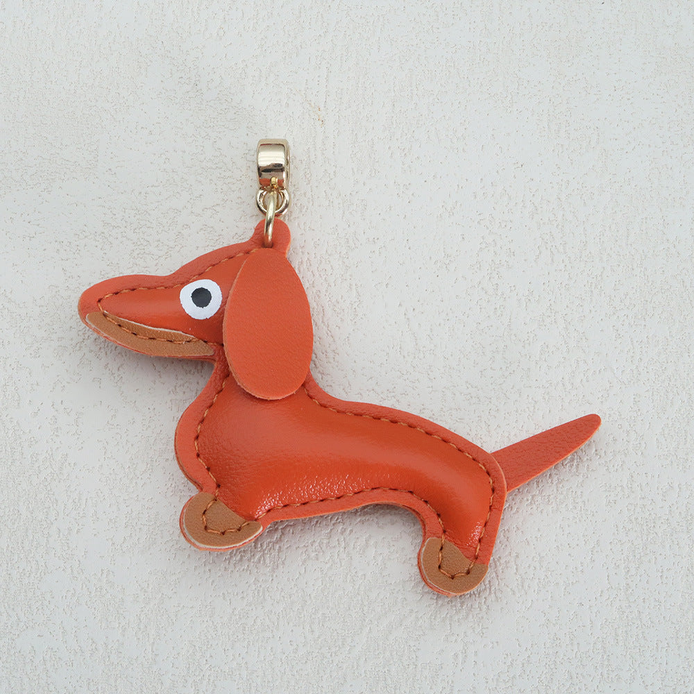 Dachshund Leather Keychain Pendant