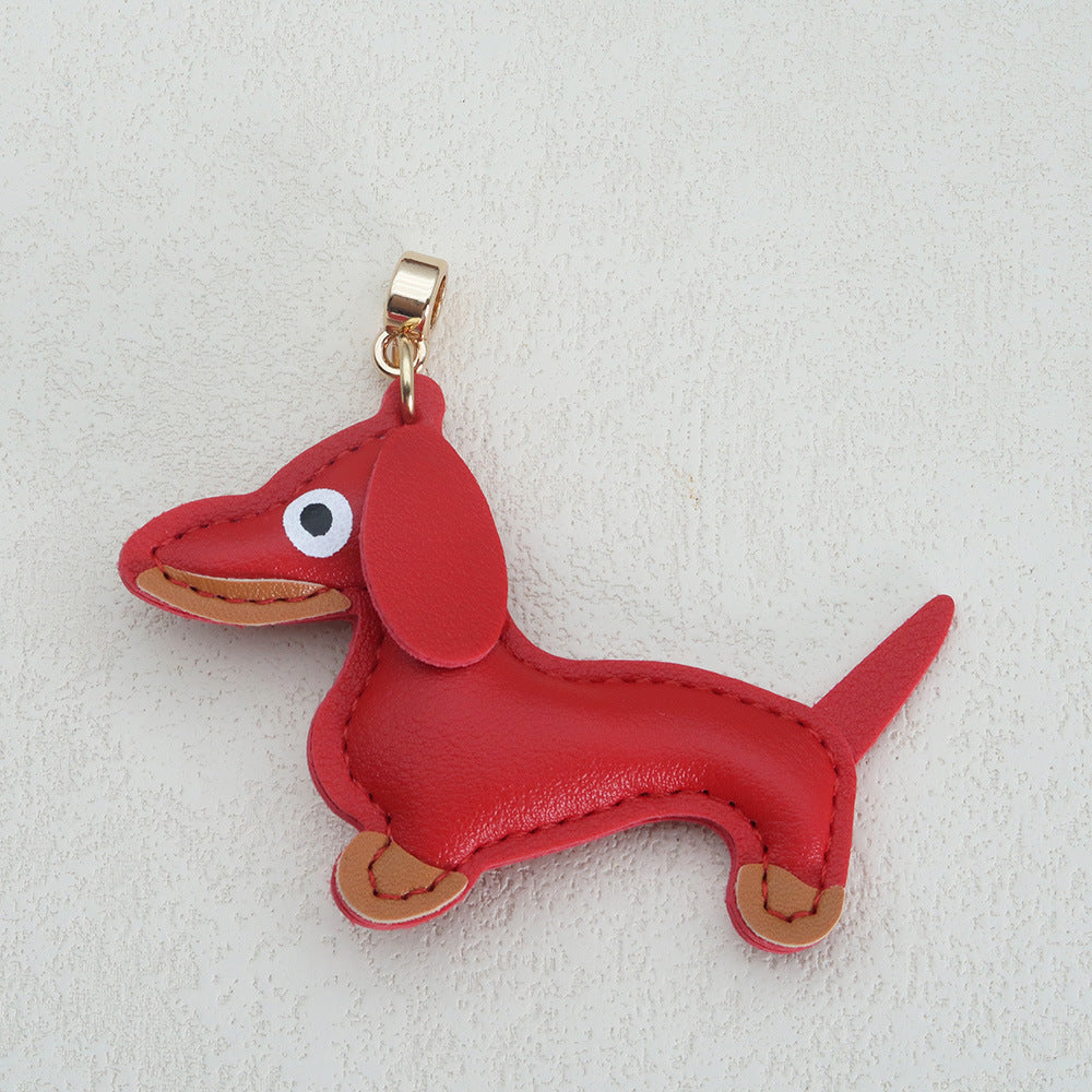 Dachshund Leather Keychain Pendant