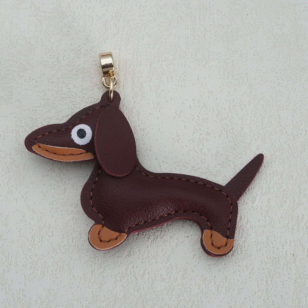 Dachshund Leather Keychain Pendant