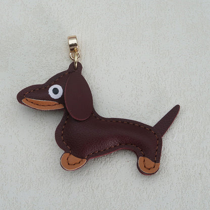 Dachshund Leather Keychain Pendant