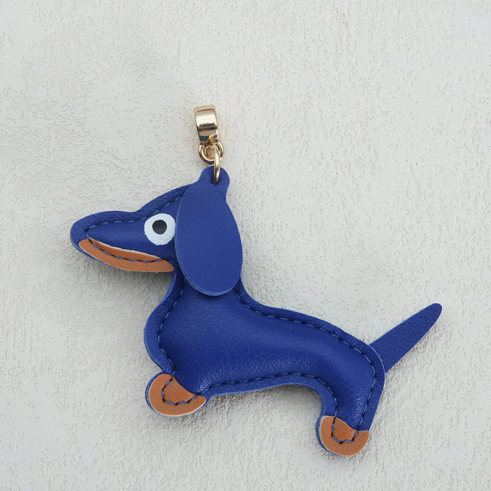 Dachshund Leather Keychain Pendant