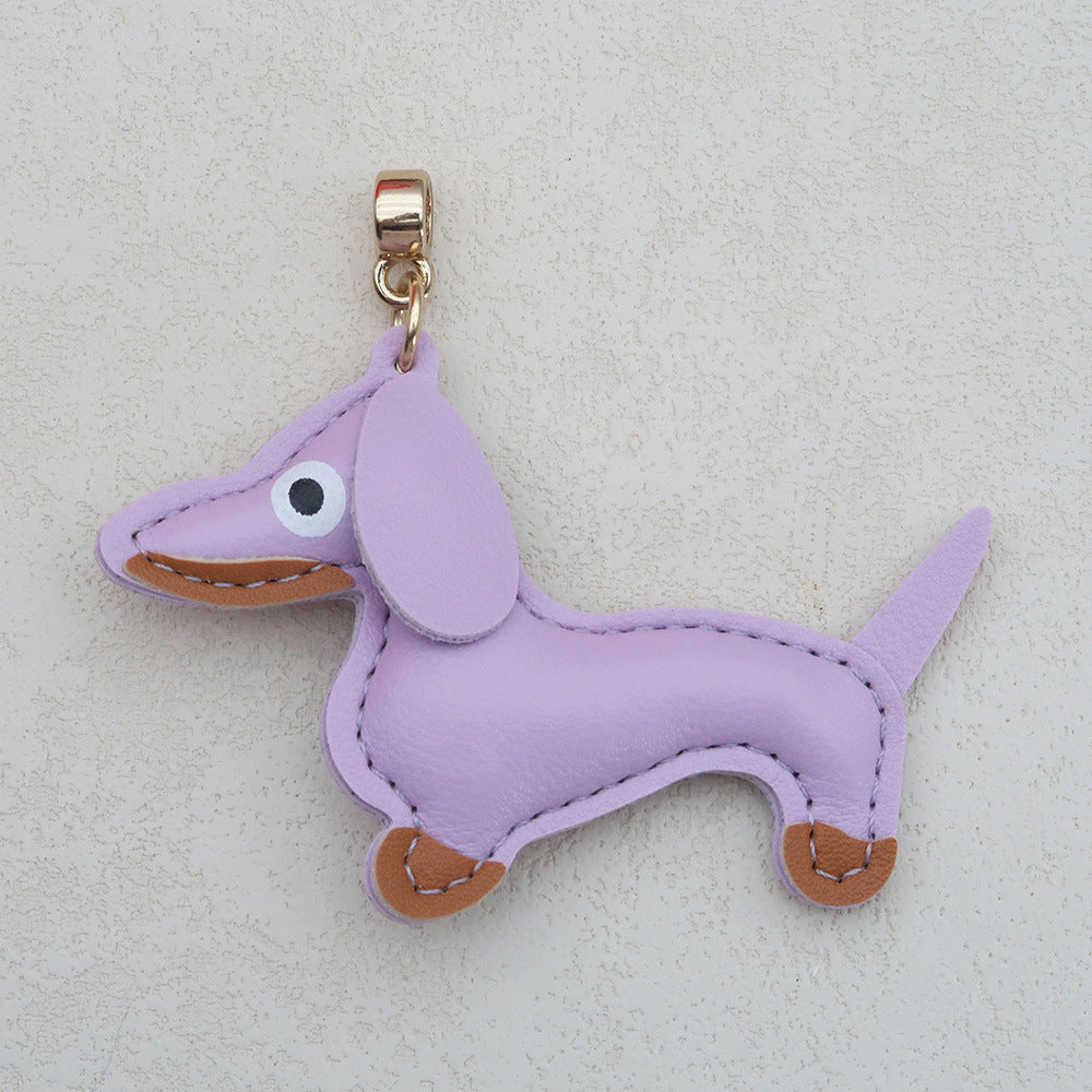 Dachshund Leather Keychain Pendant