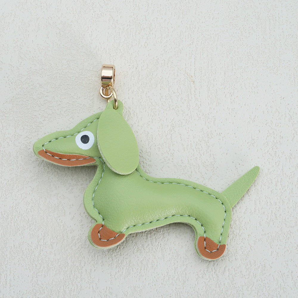 Dachshund Leather Keychain Pendant