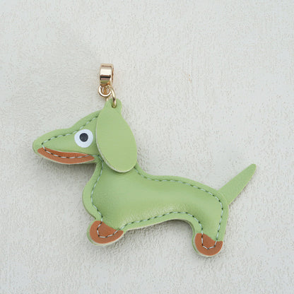 Dachshund Leather Keychain Pendant