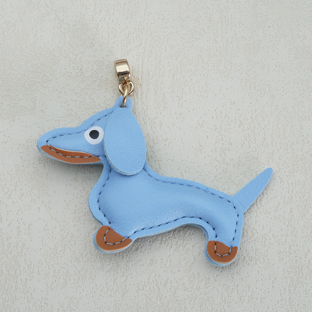 Dachshund Leather Keychain Pendant