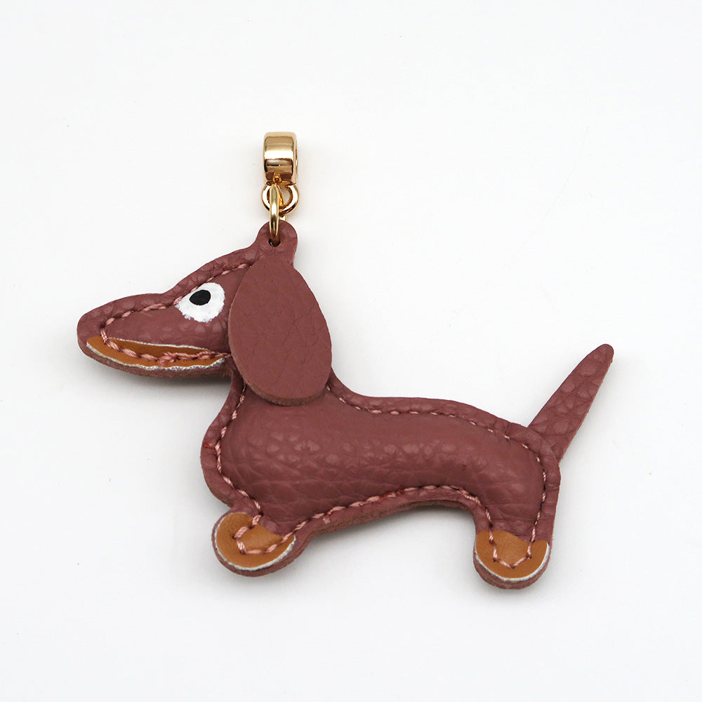 Dachshund Leather Keychain Pendant