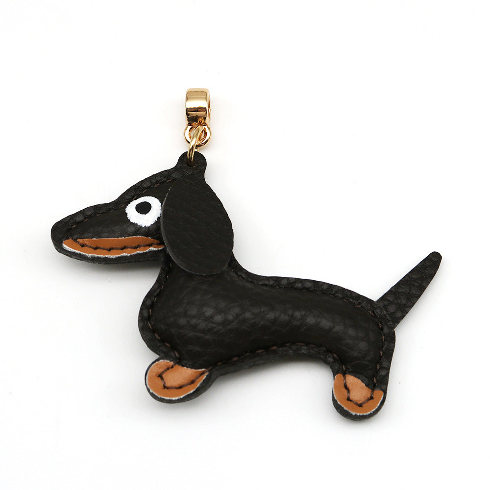 Dachshund Leather Keychain Pendant