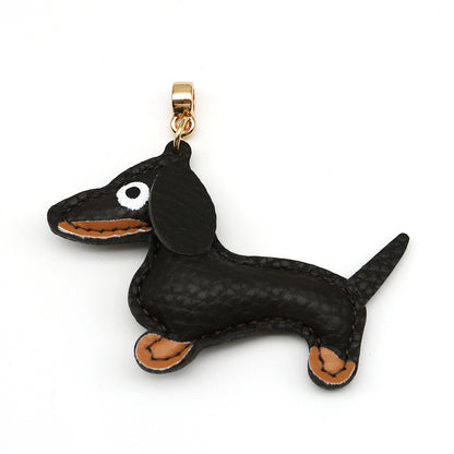 Dachshund Leather Keychain Pendant