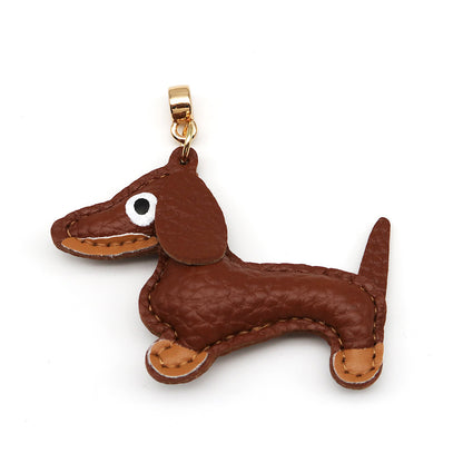 Dachshund Leather Keychain Pendant