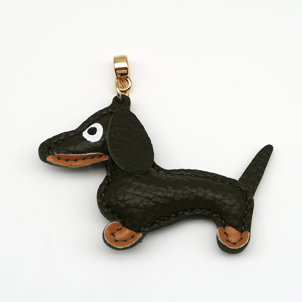Dachshund Leather Keychain Pendant